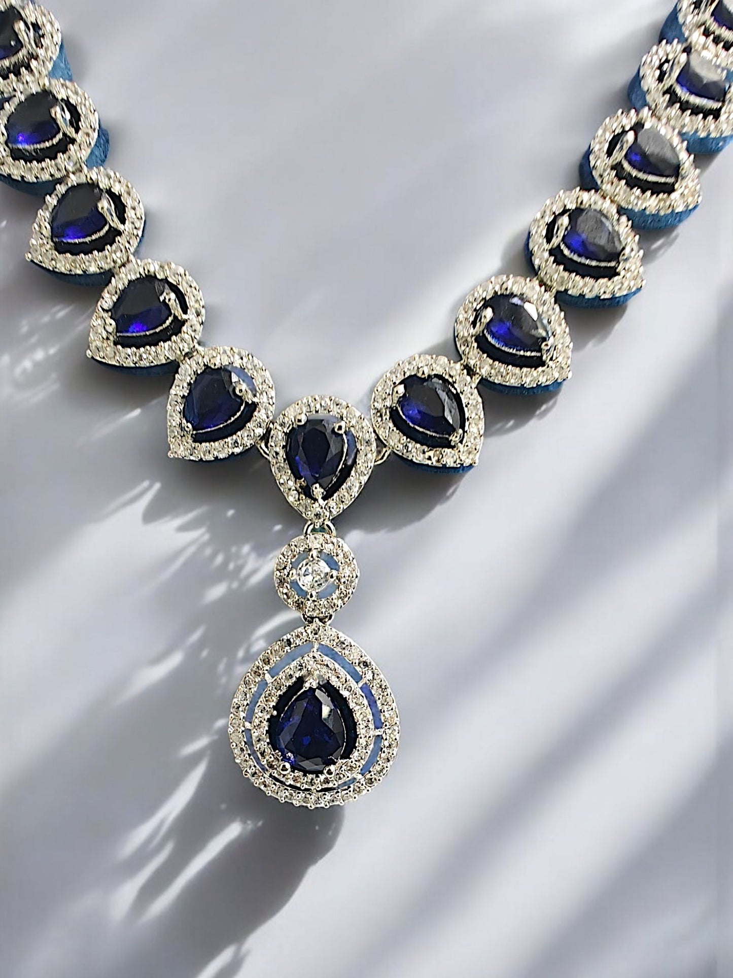 Rhodium-Plated Necklace with Zirconia Accents