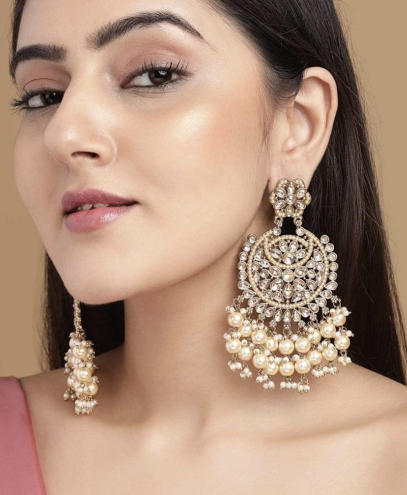 Exquisite Kundan Pearl Beaded Earrings