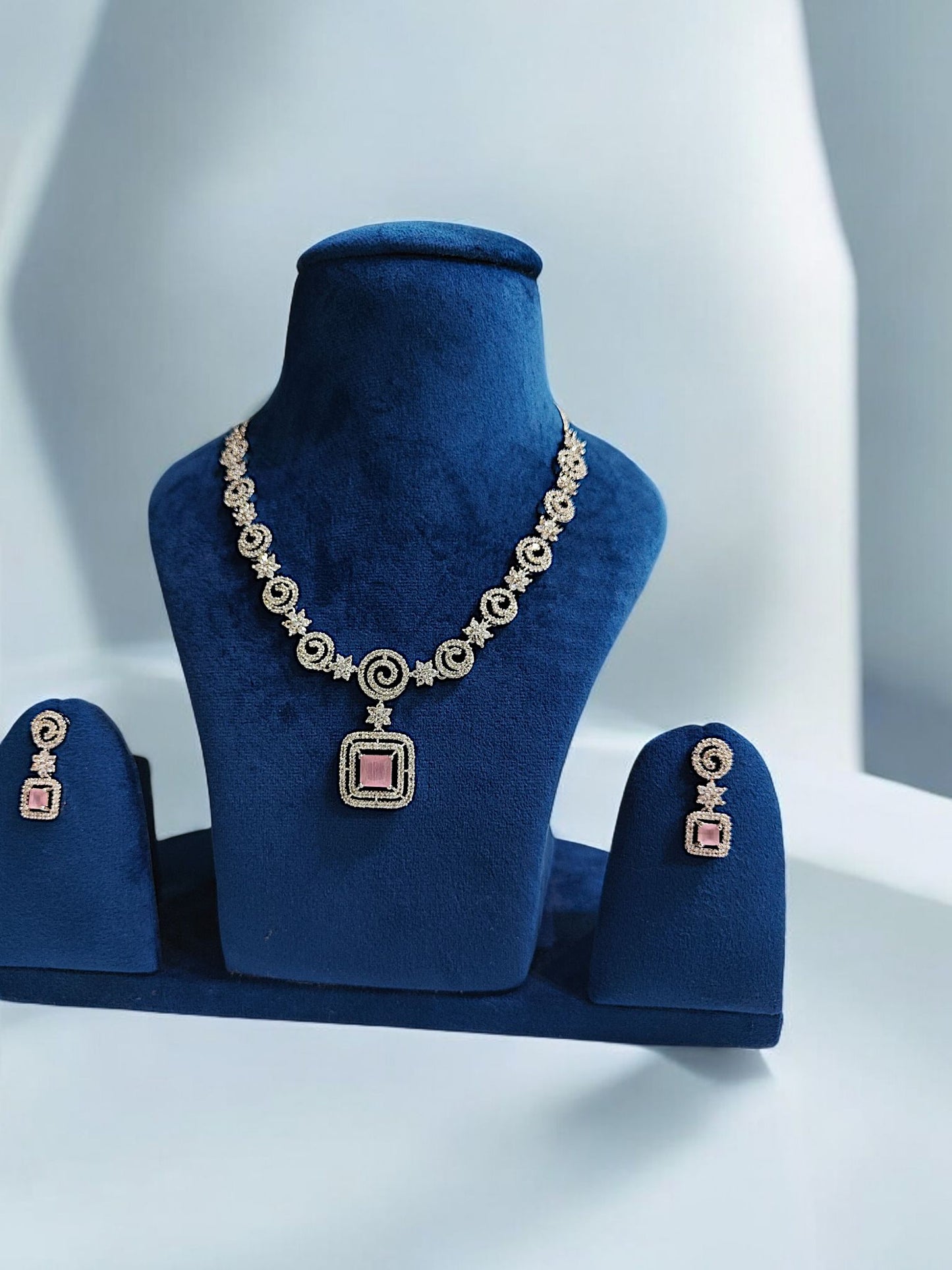 Necklace Rhodium-Plated with Zirconia Accents