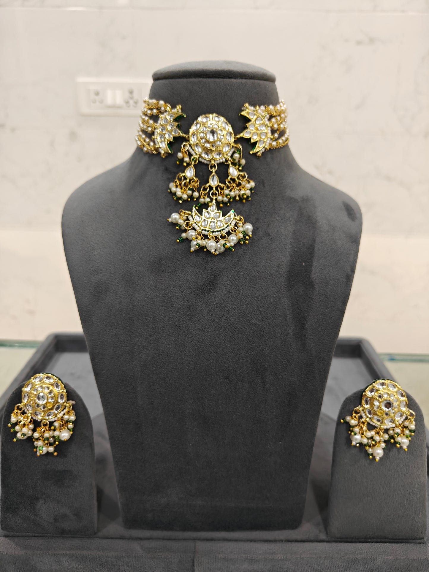 Beautiful Kundan Designer High Gold Choker style Necklace set