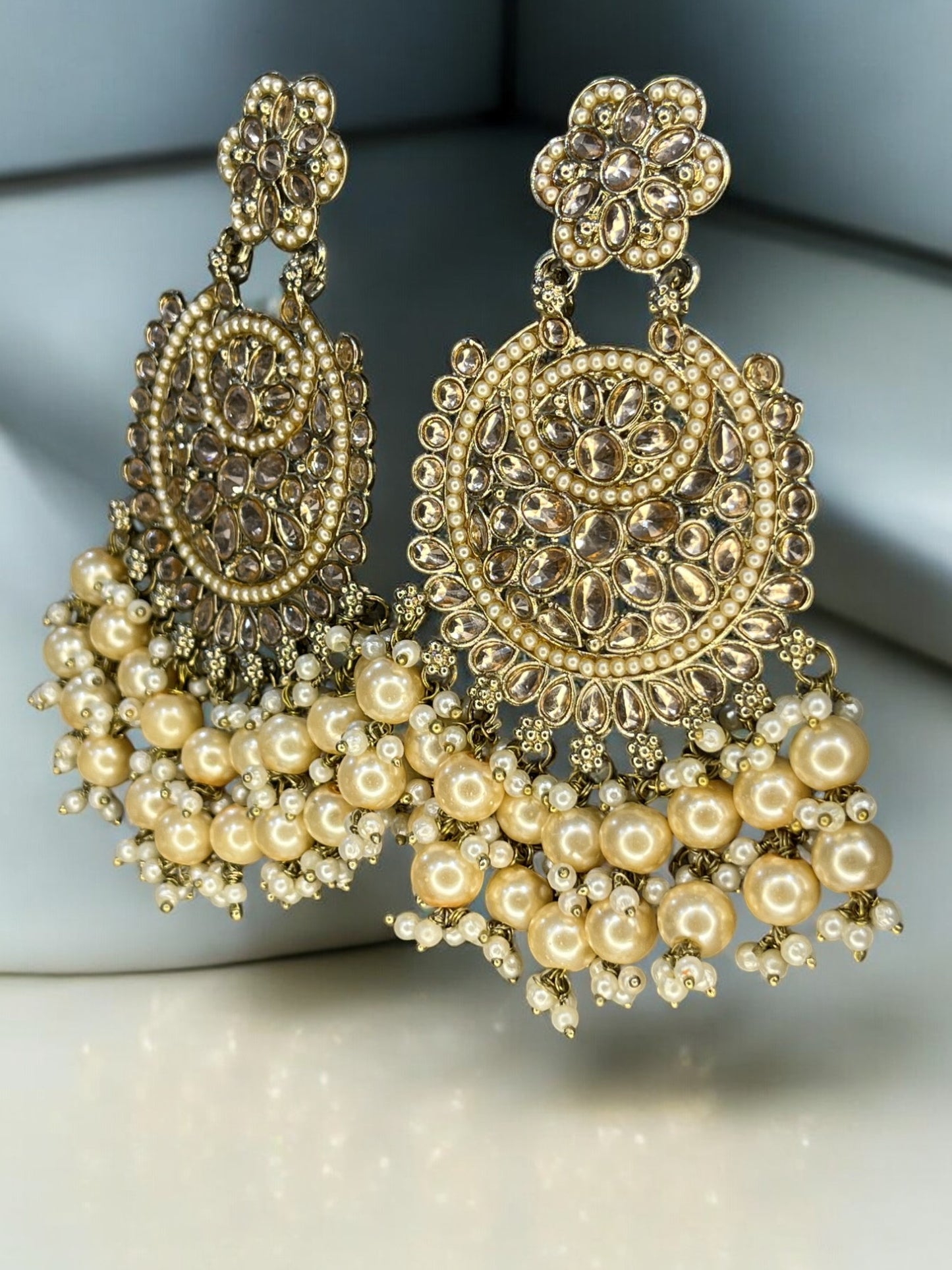 Exquisite Kundan Pearl Beaded Earrings
