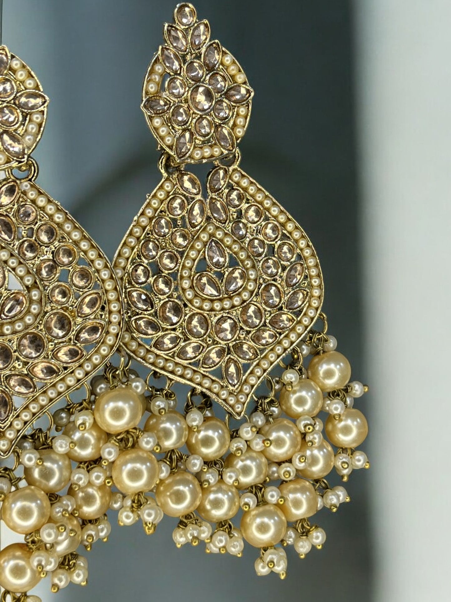 Exquisite Kundan Pearl Beaded Earrings