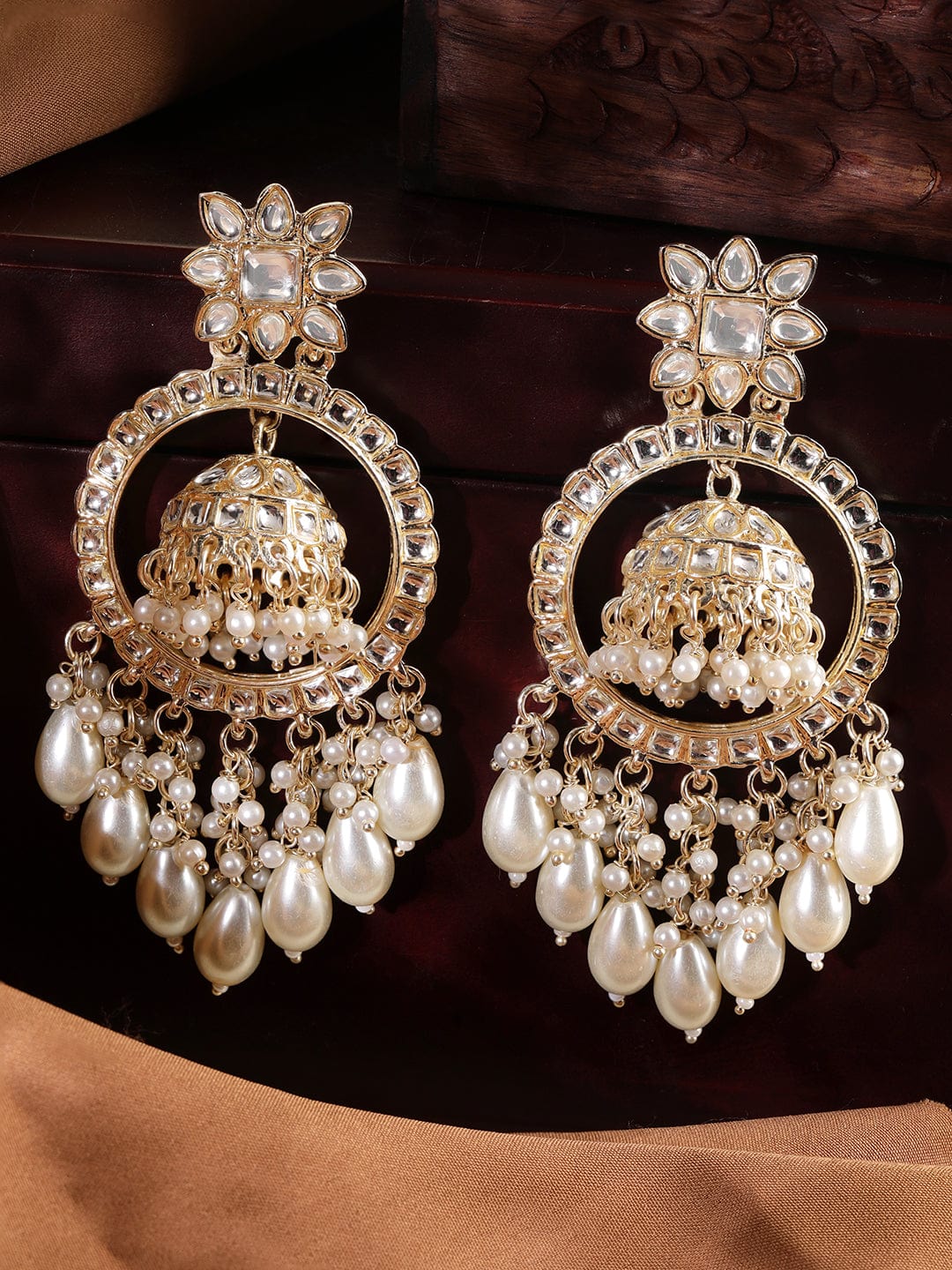 Enfashionate 22k-gold-plated-kundan-studded-pearl-dangle-handcrafted-jhumka-earrings-jhumkas-35802209583278