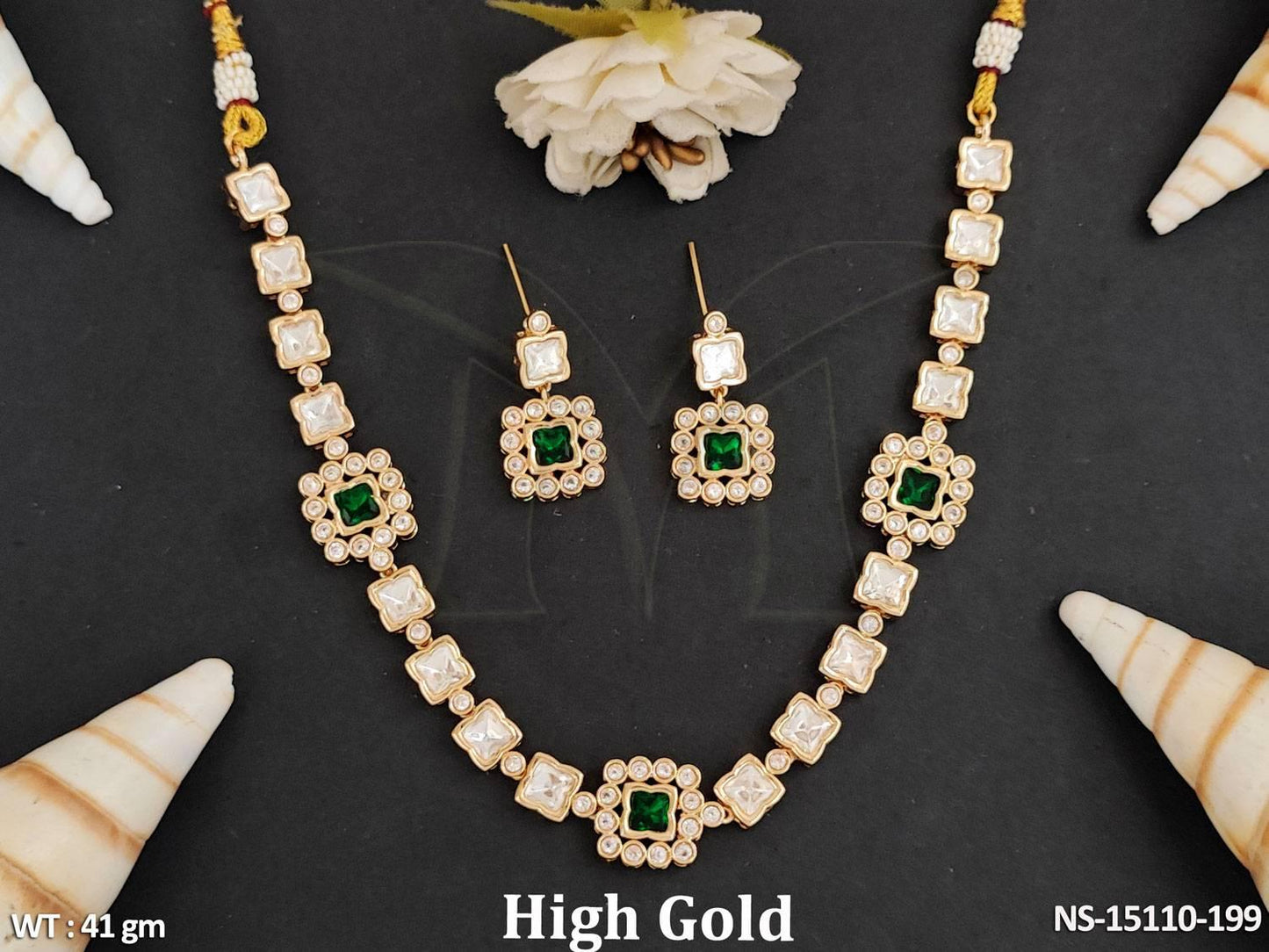 Kundan Jewellery High Gold Polish Kundan Necklace Set