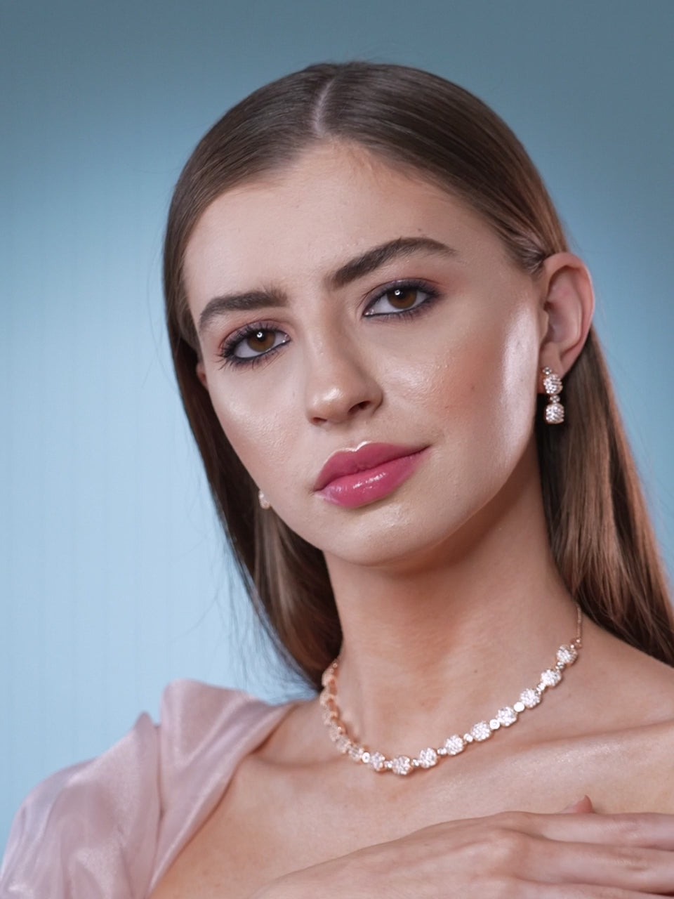 Rose Gold - White AD Necklace