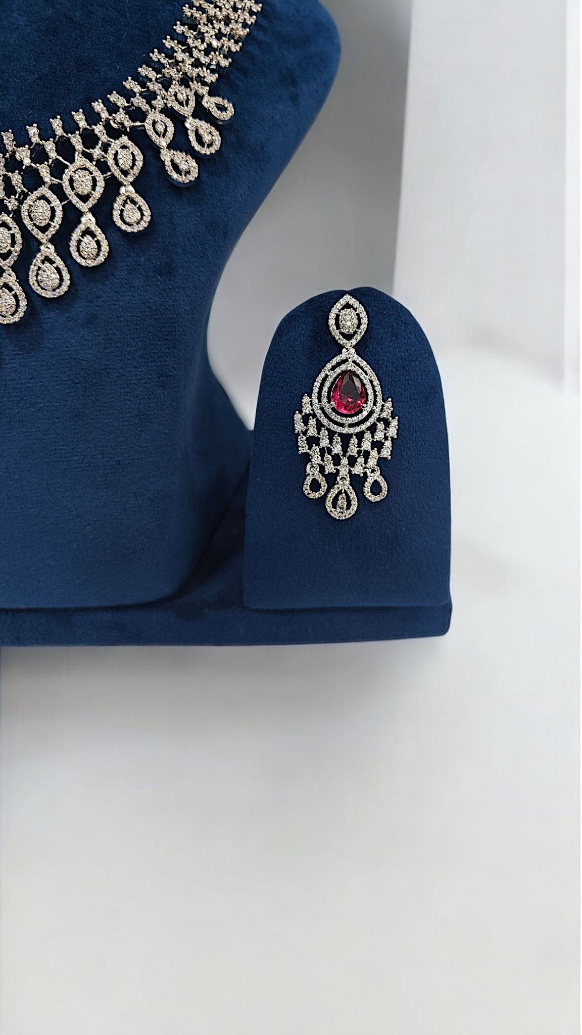 Enfashionate Silver Rhodium-Plated Stone-Studded Jewellery Set