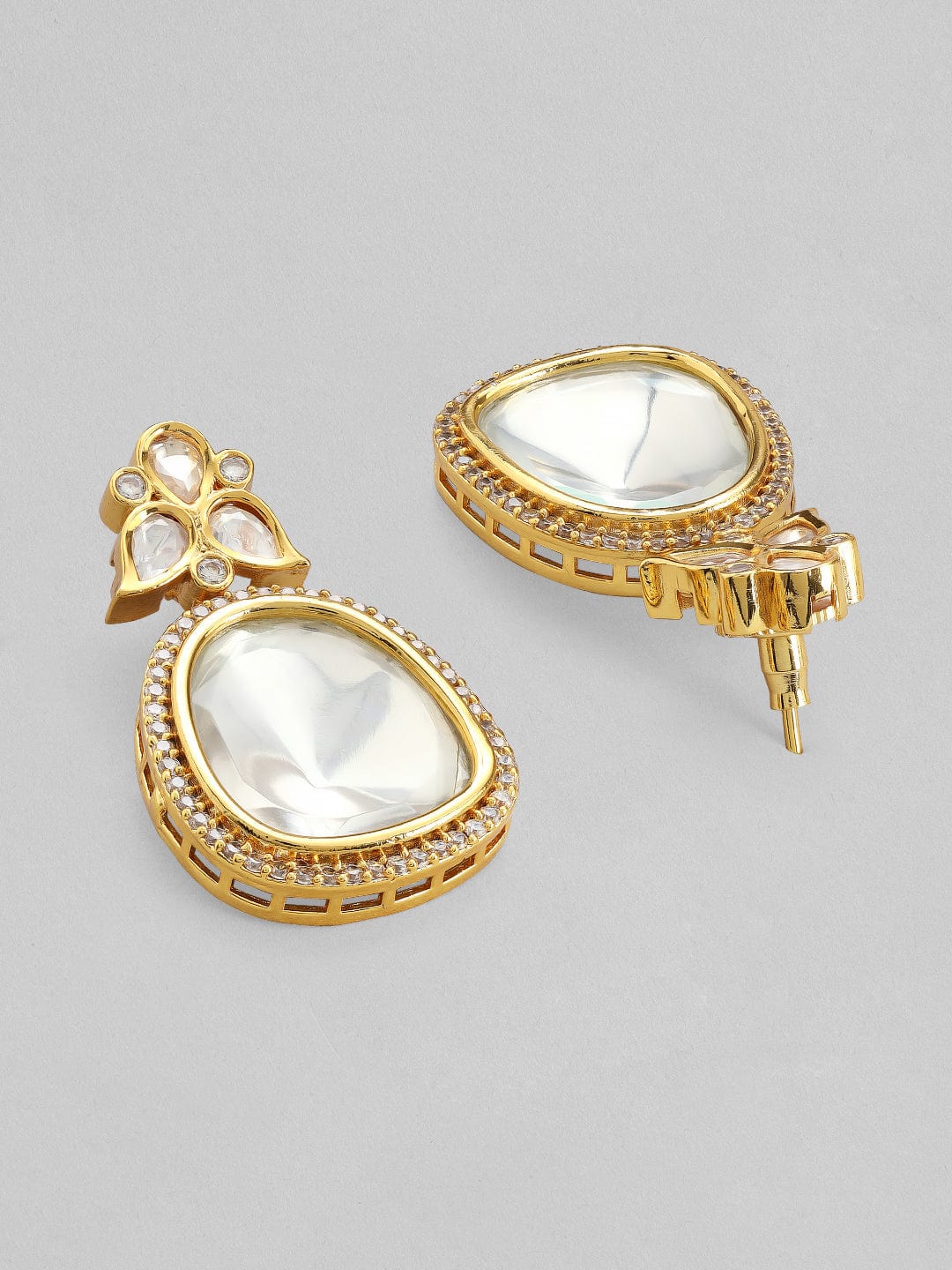 Gold Plated Polki Necklace Set With Beautiful Design