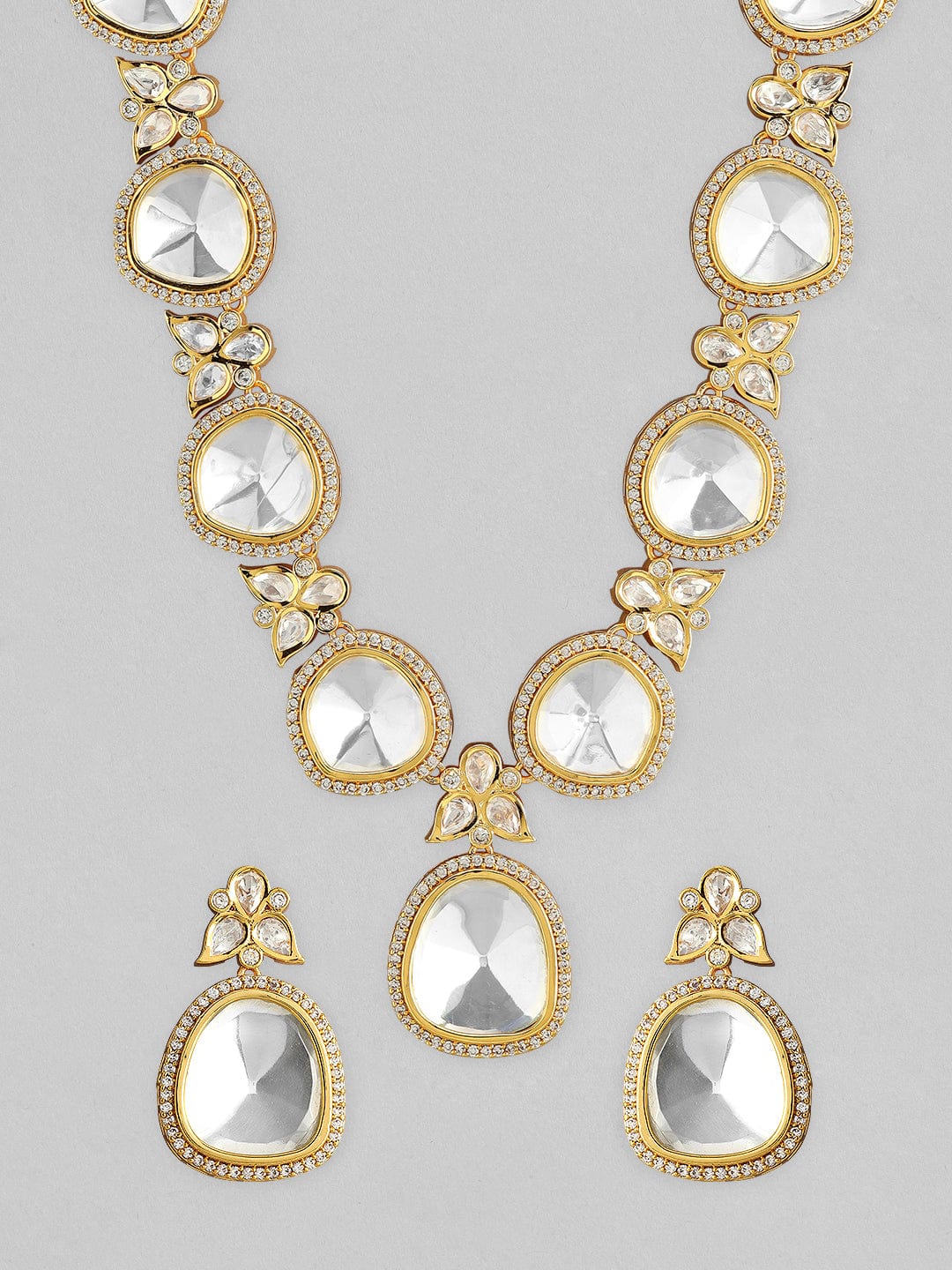 Gold Plated Polki Necklace Set With Beautiful Design