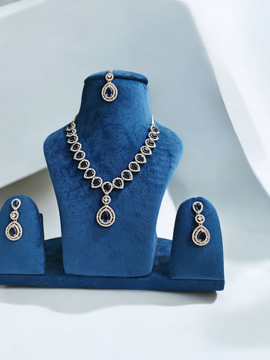 Rhodium-Plated Necklace with Zirconia Accents