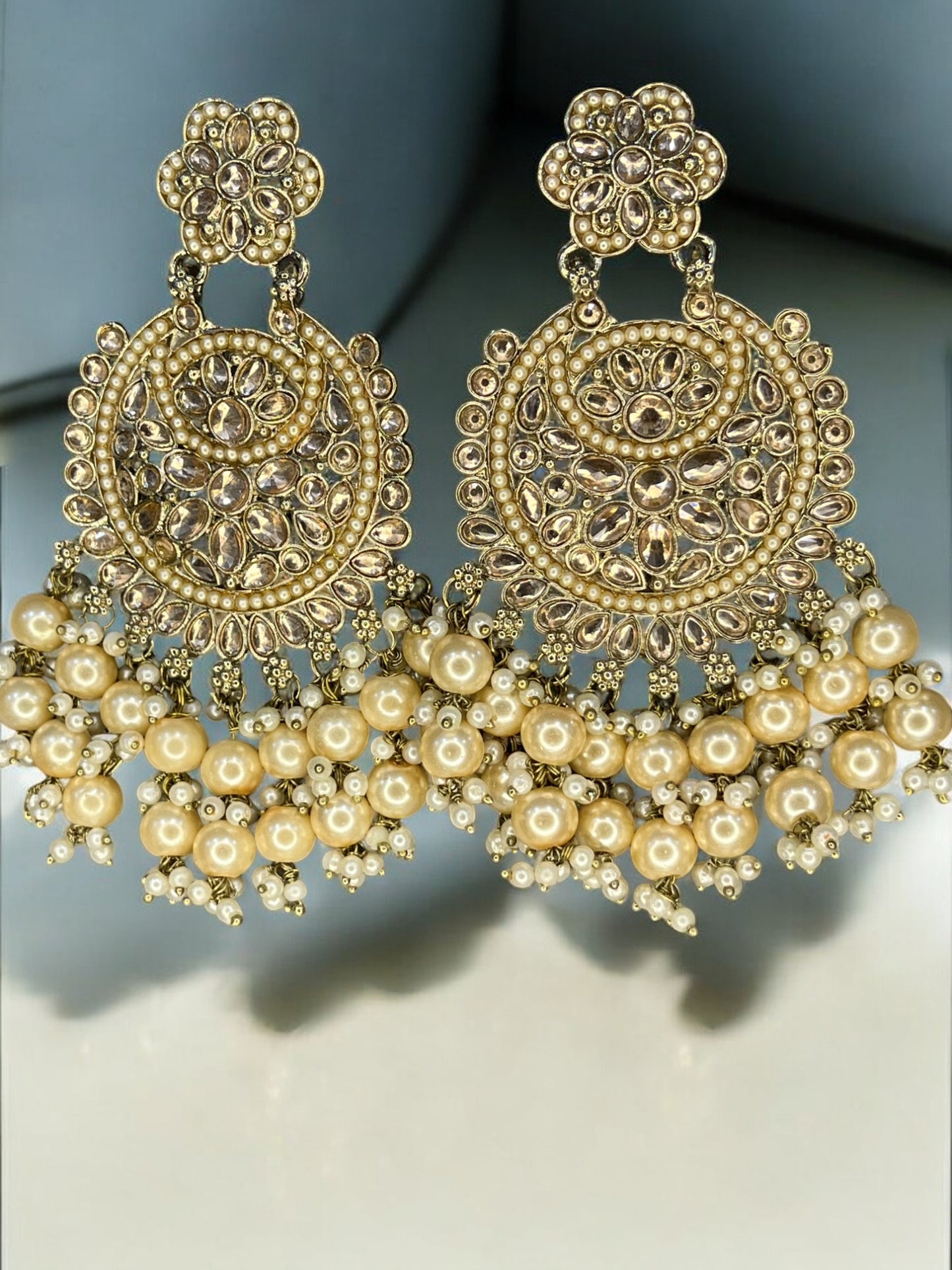 Exquisite Kundan Pearl Beaded Earrings