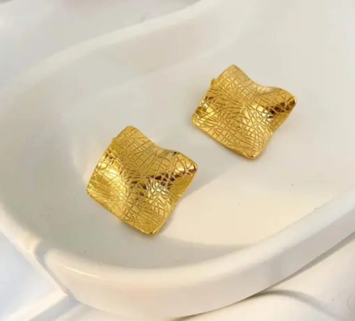 Golden Anti Tarnish Earrings by Enfashionate