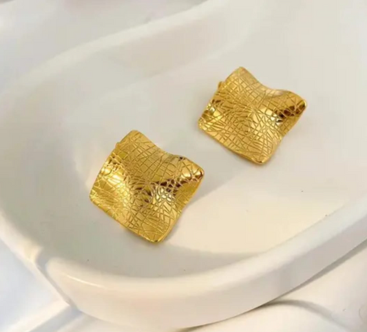 Golden Anti Tarnish Earrings by Enfashionate