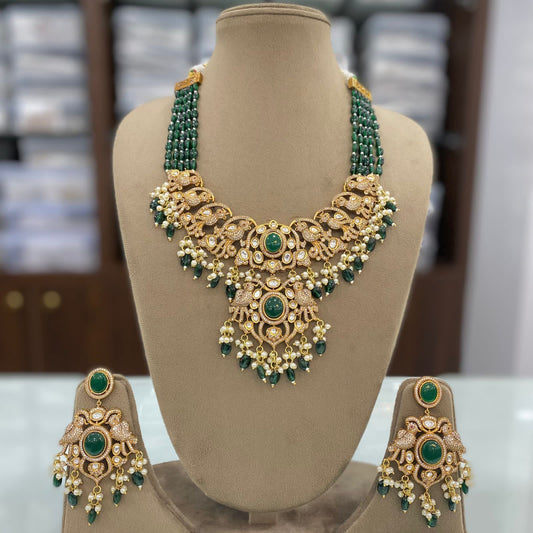 Enfashionate Gold Plated Kundan Studded Pearl Beaded Long Necklace