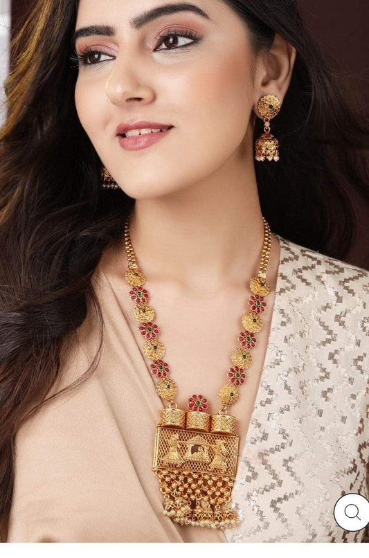 Lord Krishna Temple Jewelry Necklace Set