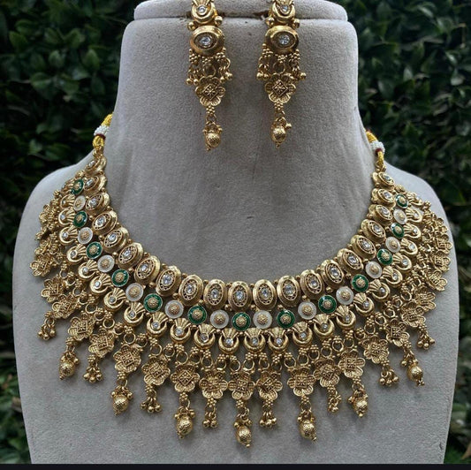 Gold Plated Real Kundan Bridal Set