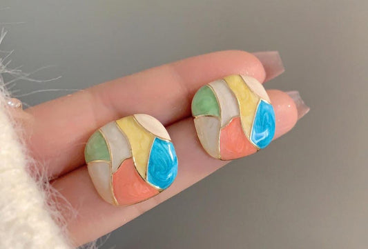 Enamel Stud Earrings