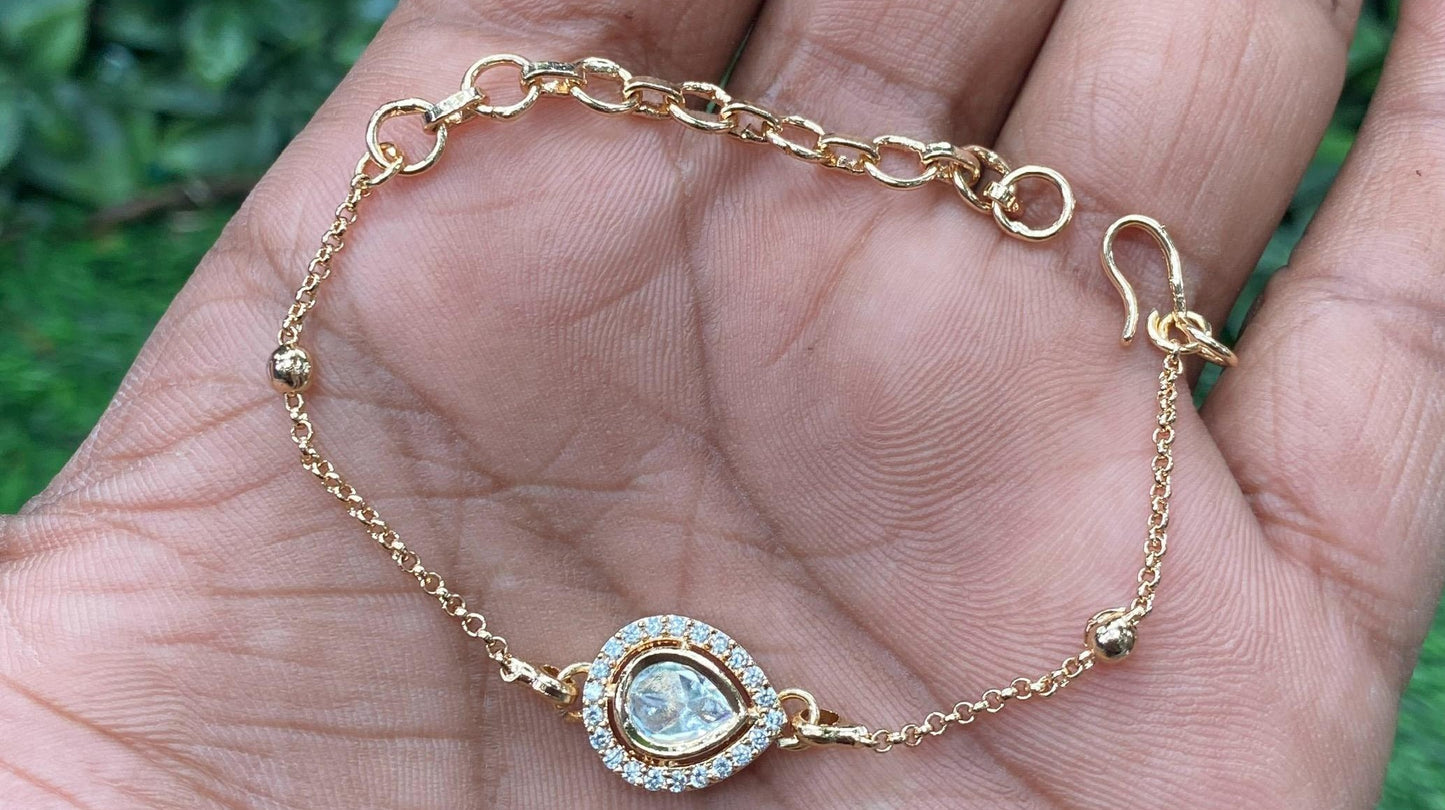 Pure Brass Real Kundan Bracelet